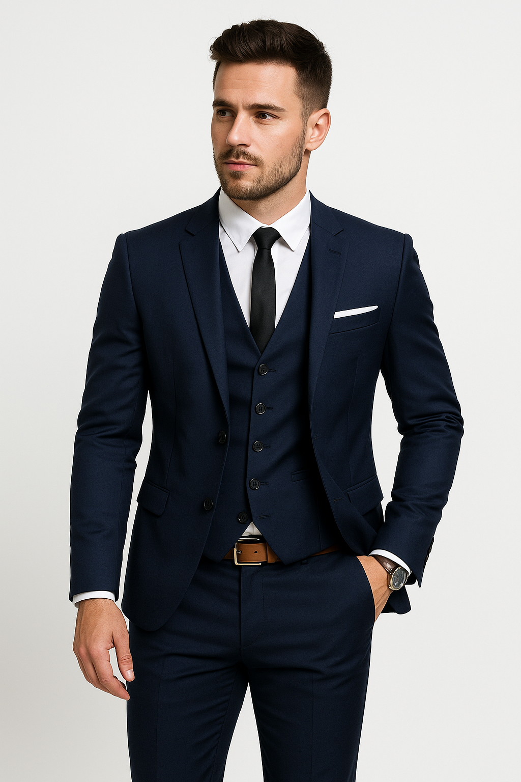 Gilet de costume homme élégant, partie d'un ensemble 3 pièces. Parfait pour une tenue de cérémonie ou look soirée chic.