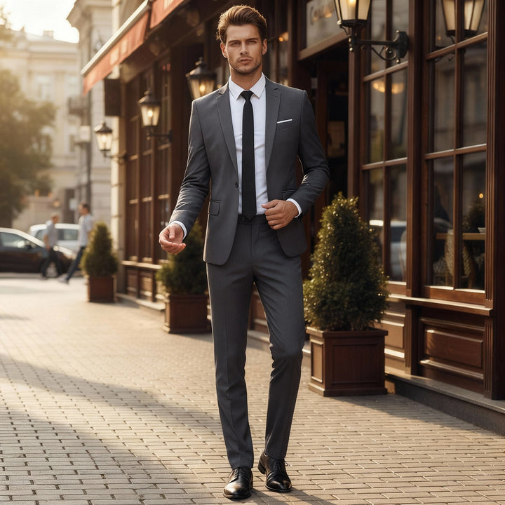 Costume professionnel rouge audacieux pour homme, moderne et confortable, idéal pour des occasions spéciales.