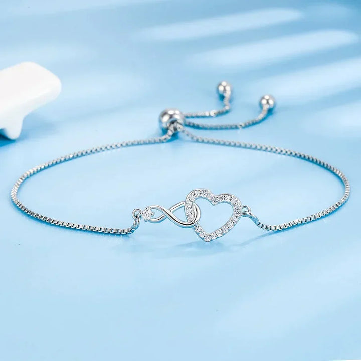 Cadeau romantique : ensemble collier et bracelet cœur en argent sterling pour un amour éternel.