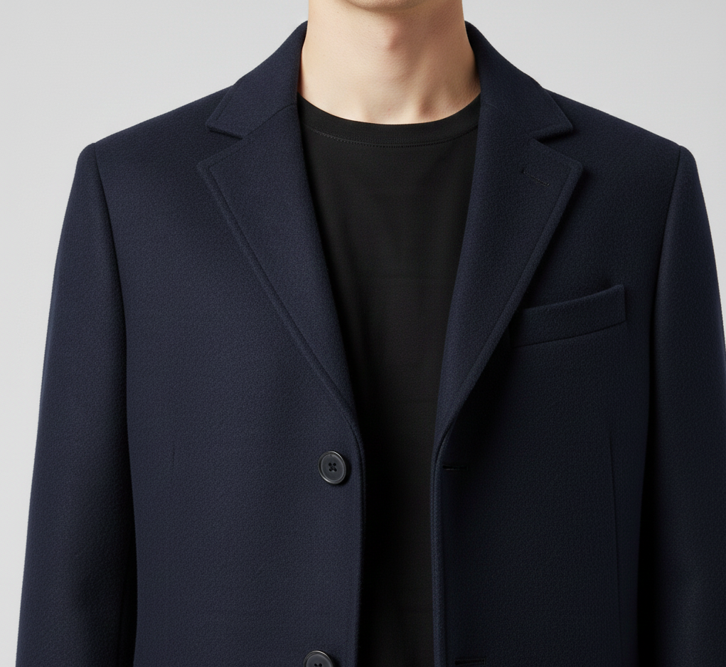 Manteau homme hiver noir, gris ou marron. Veste slim fit élégante, coupe ajustée pour un look formel.