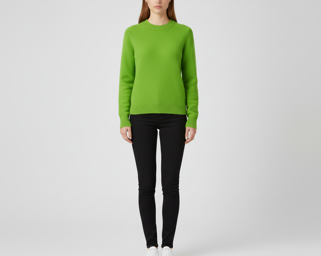 Pull doux femme, col rond élégant, parfait pour le confort et la mode automne-hiver.