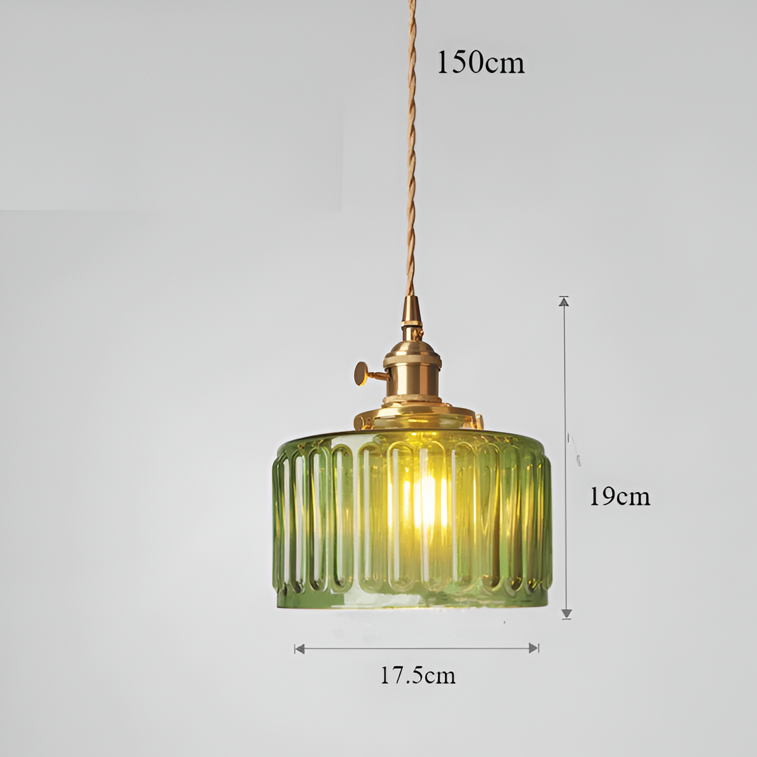 Suspension cylindrique vintage GlamourGlass avec IP65, luminaire intérieur design résistant.