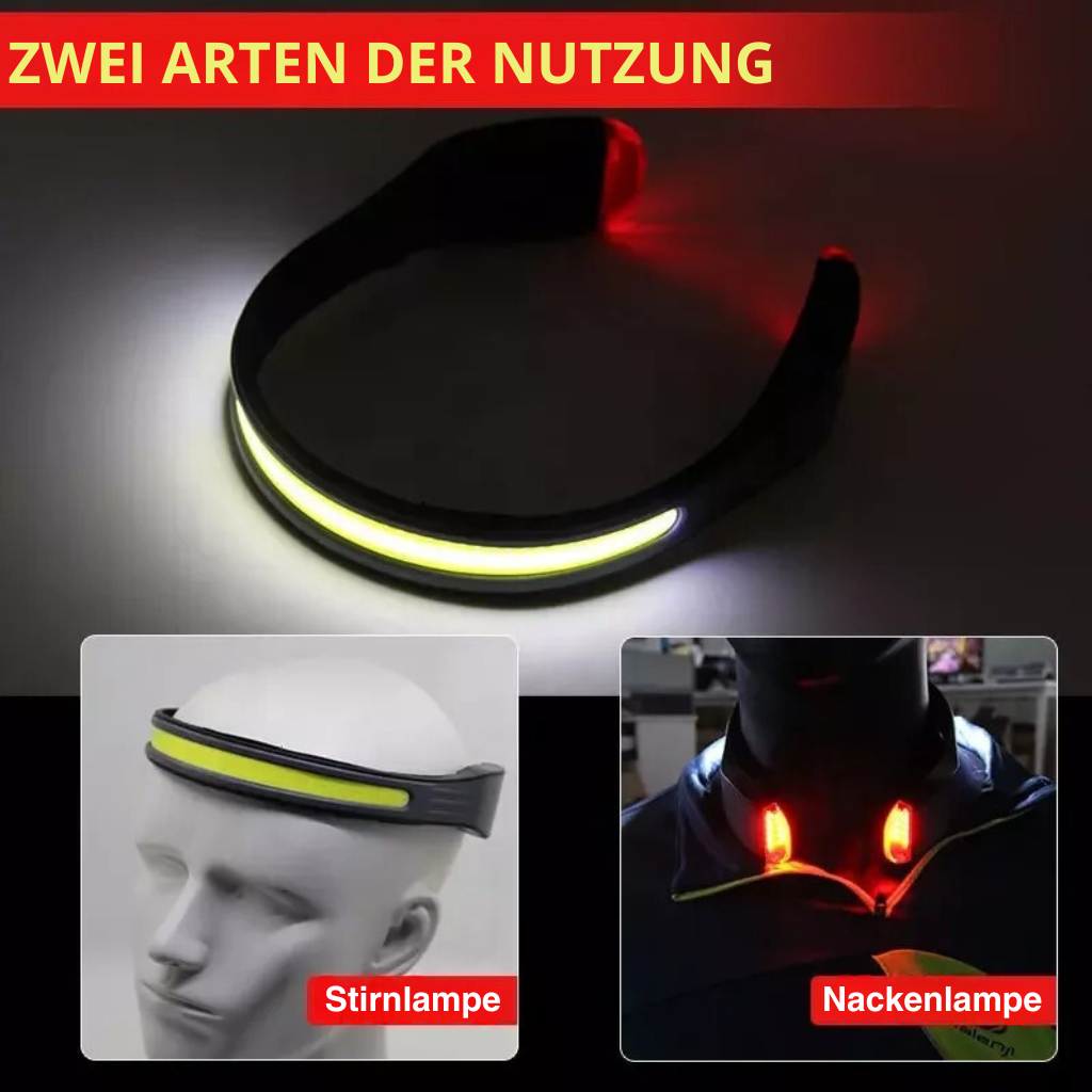 Lampe frontale LED rechargeable, faisceau 230° large, USB-C. Parfaite pour la randonnée nocturne et le camping.