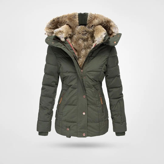 Manteau d'hiver femme confortable et élégant, parfait pour le grand froid. Vêtement chaud avec capuche.