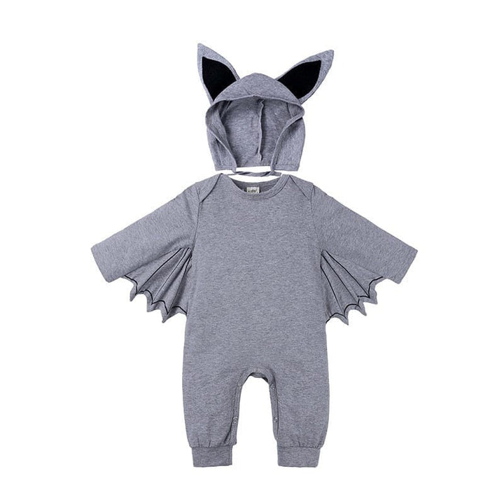 Tenue d'Halloween bébé chauve-souris unisexe. Déguisement enfant mignon avec ailes noires, idéal pour les fêtes.