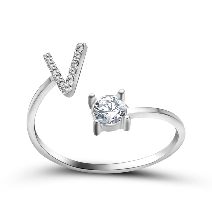 Bijou élégant, bague initiale en or réglable, personnalisée femme.