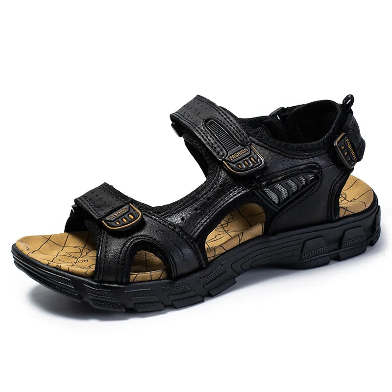 Sandales homme Hudson confortables avec triple velcro, ajustables et respirantes, idéales pour le bien-être estival.