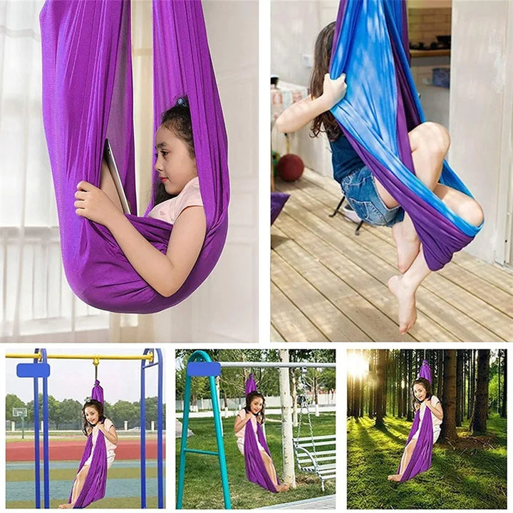 ZenSwing, le hamac sensoriel et balançoire pour enfants, offre un refuge calme pour la détente et la thérapie.