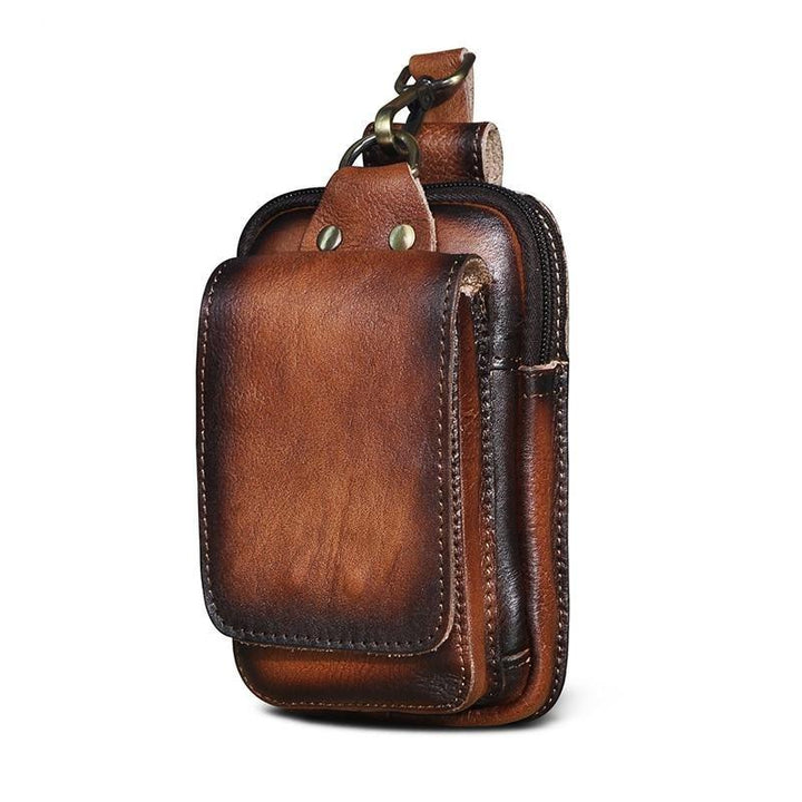 Sac banane cuir véritable homme, style vintage marron, accessoire de voyage et quotidien élégant.