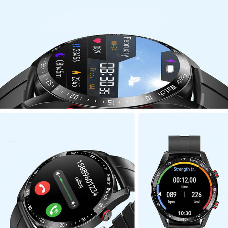 Montre sport étanche avec podomètre et suivi fitness, pour course, marche. Écran HD et Bluetooth.