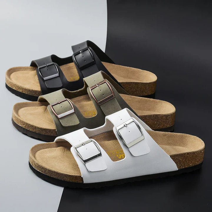 Sandales d'été Solaro noires pour hommes, confortables et réglables, idéales pour la plage.