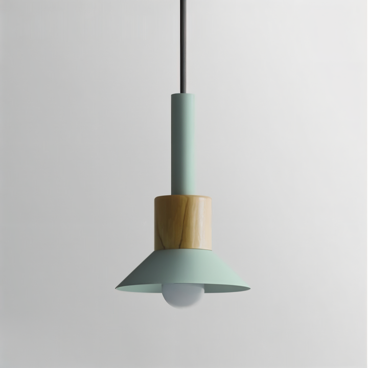 Suspension contemporaine nordique, macaron vert pour décoration cuisine.