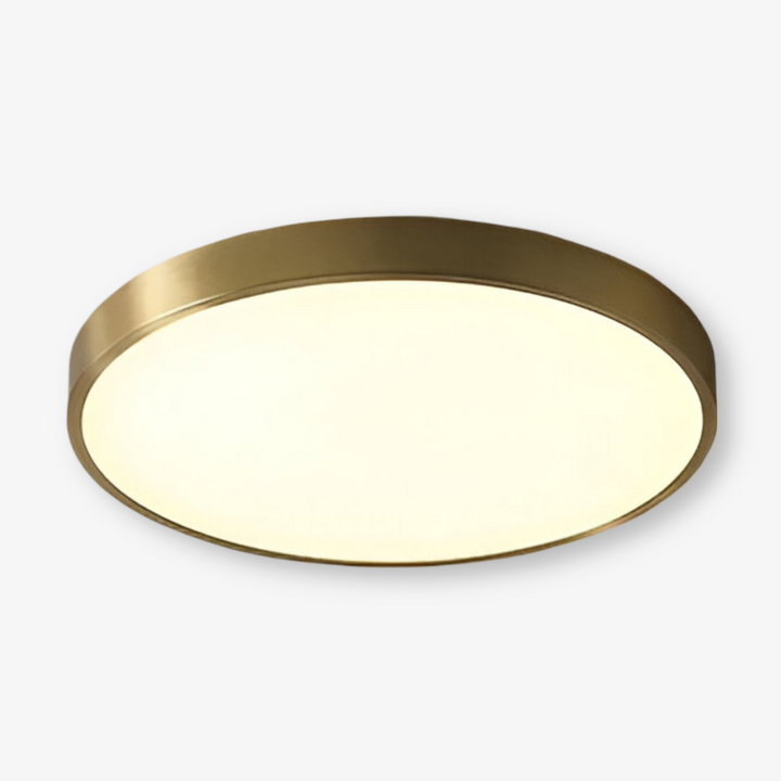 Plafonnier LED moderne, forme ronde, inspiration scandinave épurée.