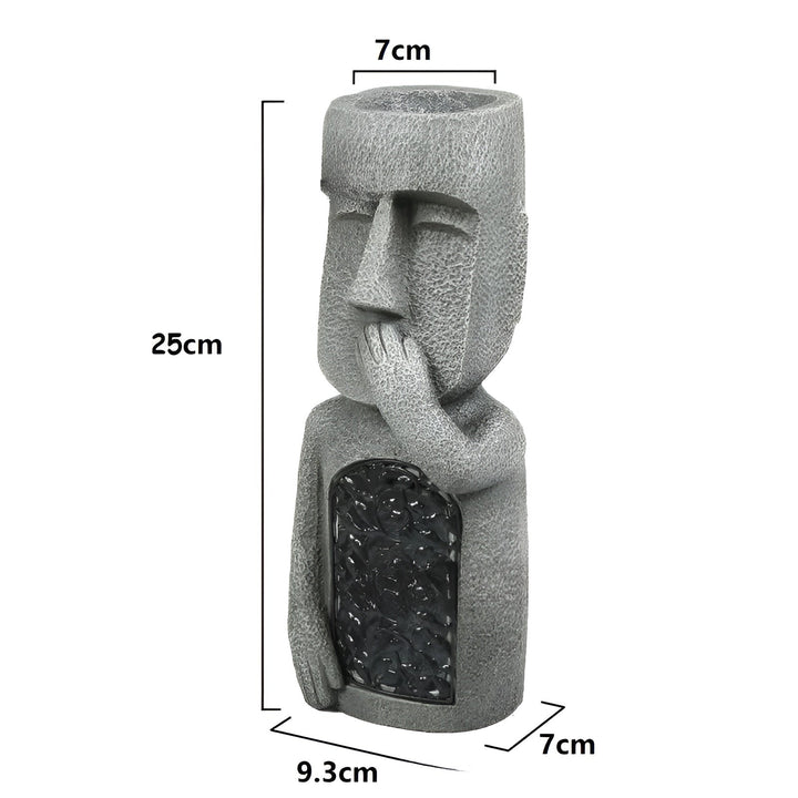 Ensemble de statues Moai solaires, parfaites pour l'éclairage et la décoration zen d'un jardin ou patio.