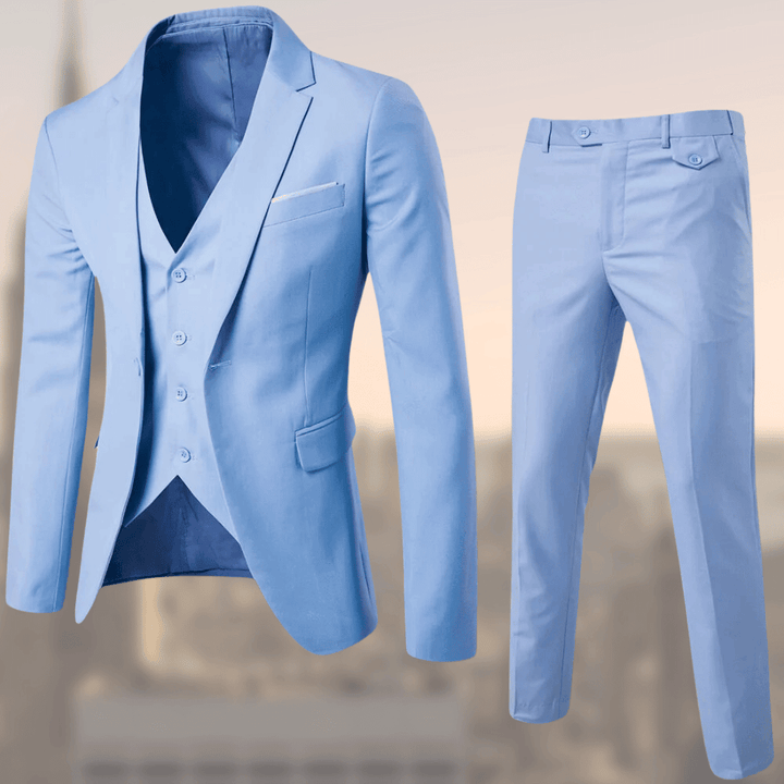 Costume élégant homme coupe slim en deux pièces. Idéal pour tenue professionnelle, mariage ou événements formels. Mode masculine.