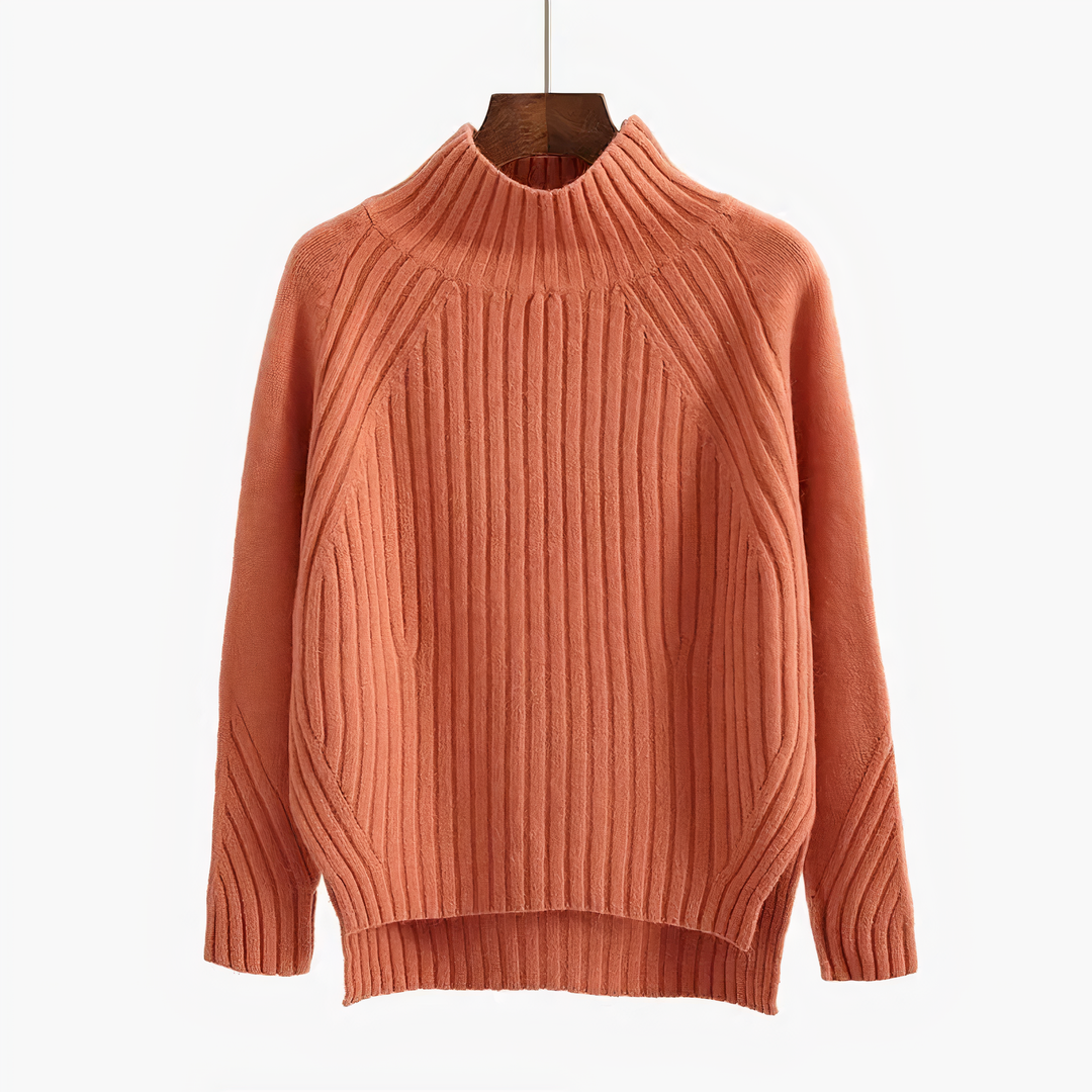 Pull femme Alessia élégant et confortable, idéal pour l'hiver ou l'automne. Tricot doux à col rond, manches longues.