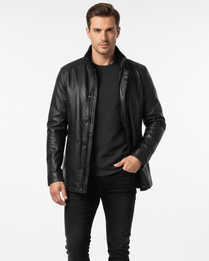Manteau long homme élégant et chaud pour l'hiver, coupe classique confortable, idéal pour un style urbain chic.