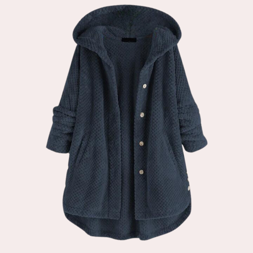 Cardigan long à capuche pour femme, un essentiel confortable et tendance pour la saison froide.