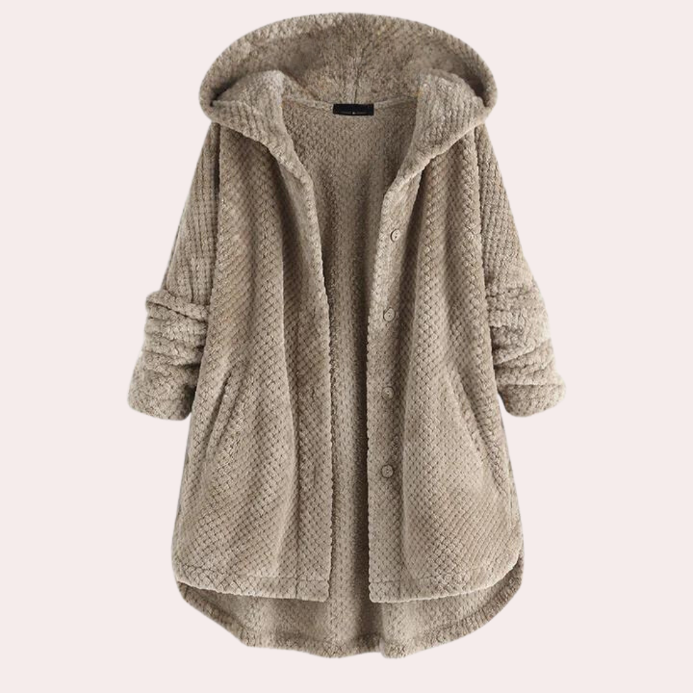 Cardigan long à capuche pour femme, doux et confortable, idéal automne/hiver.