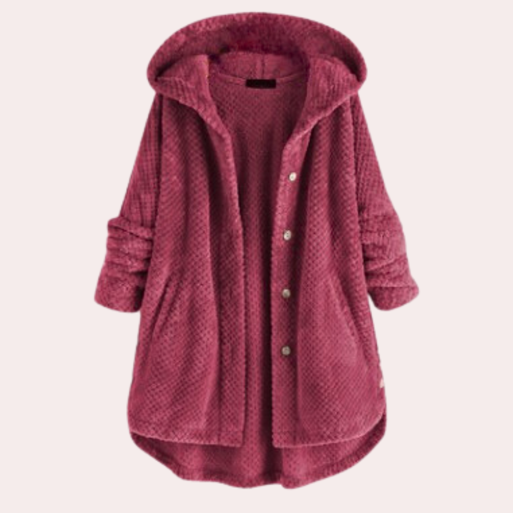 Cardigan femme à capuche, coupe longue et confortable, parfait pour un style décontracté chic au quotidien.