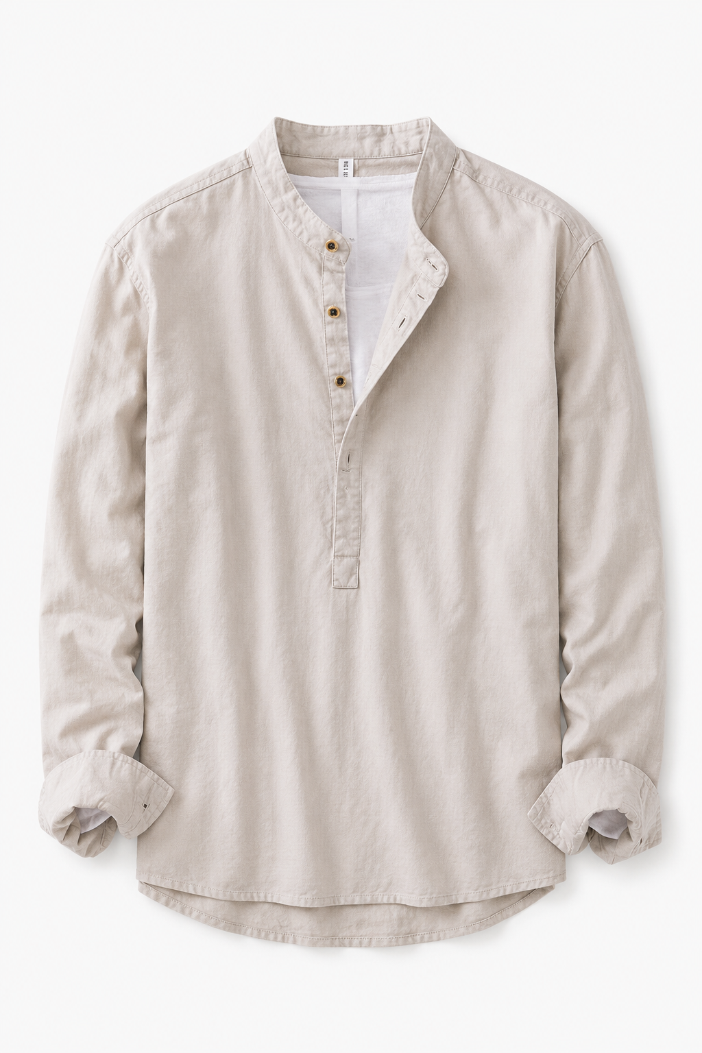 Vêtement homme Kaizen : chemise Henley décontractée à manches longues, look moderne et stylé.