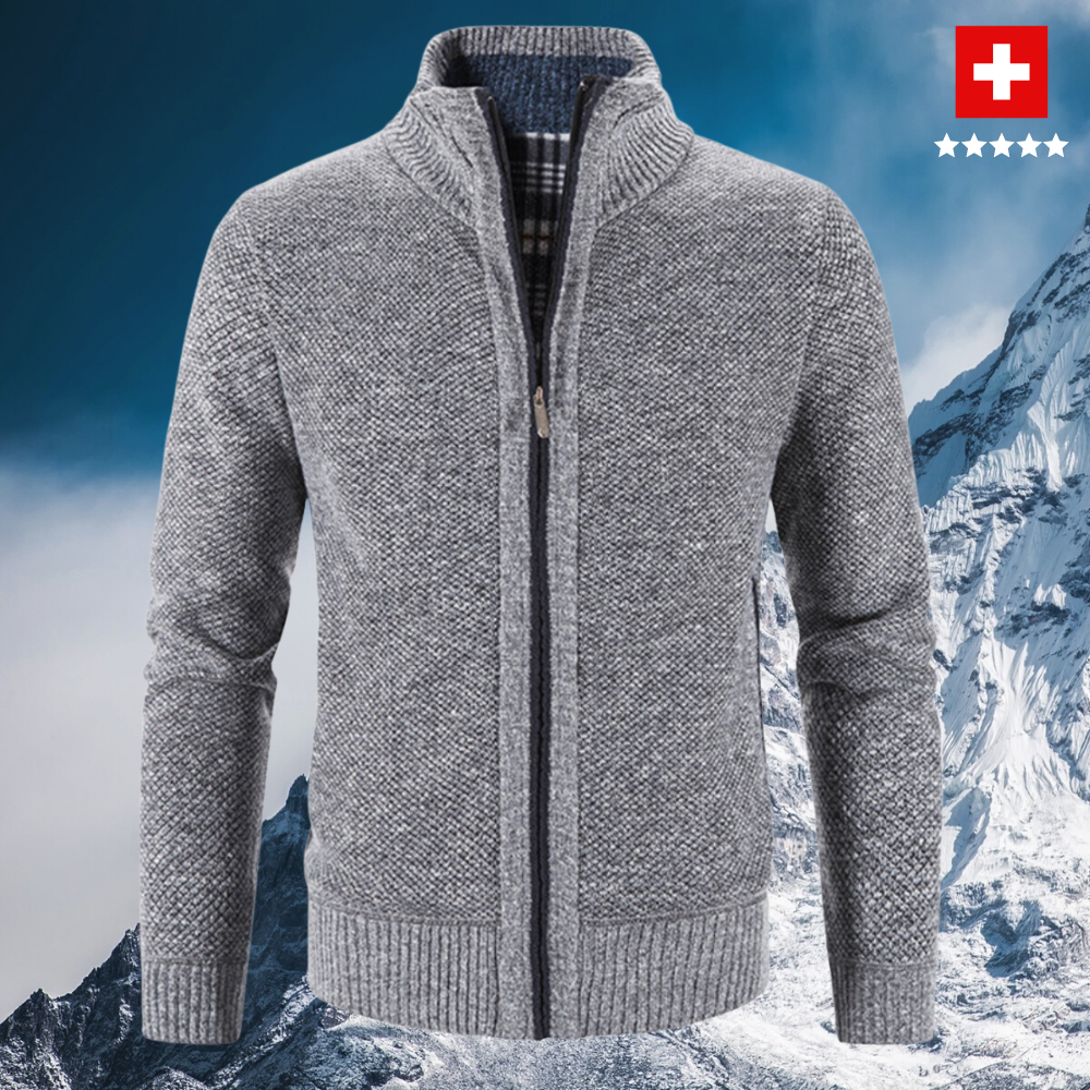 Cardigan sweat zippé homme, doux et chaud. Vêtement hiver polyvalent, parfait pour un style décontracté chic.