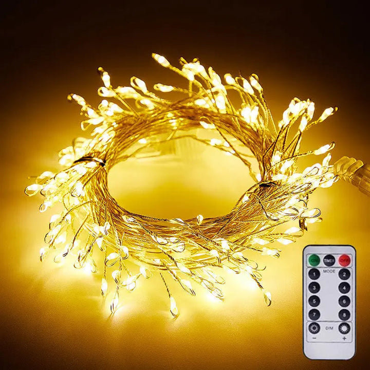 Fil de cuivre lumineux LED 9m, guirlande décorative créant une ambiance magique.