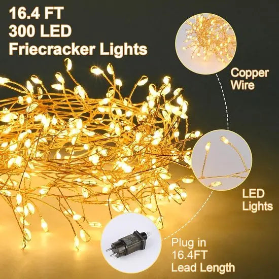 Guirlande lumineuse LED étanche en fil de cuivre de 9m, idéale décoration extérieure.