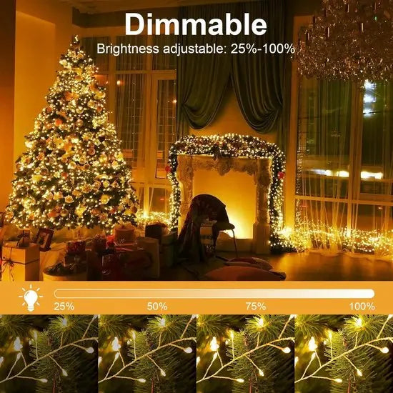 Guirlande LED étanche 9m en fil de cuivre, lumière chaleureuse pour décoration.