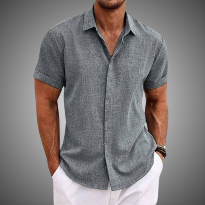 Mode masculine : Chemise homme Lorenz polyvalente, manches courtes, style décontracté-chic pour l'été.