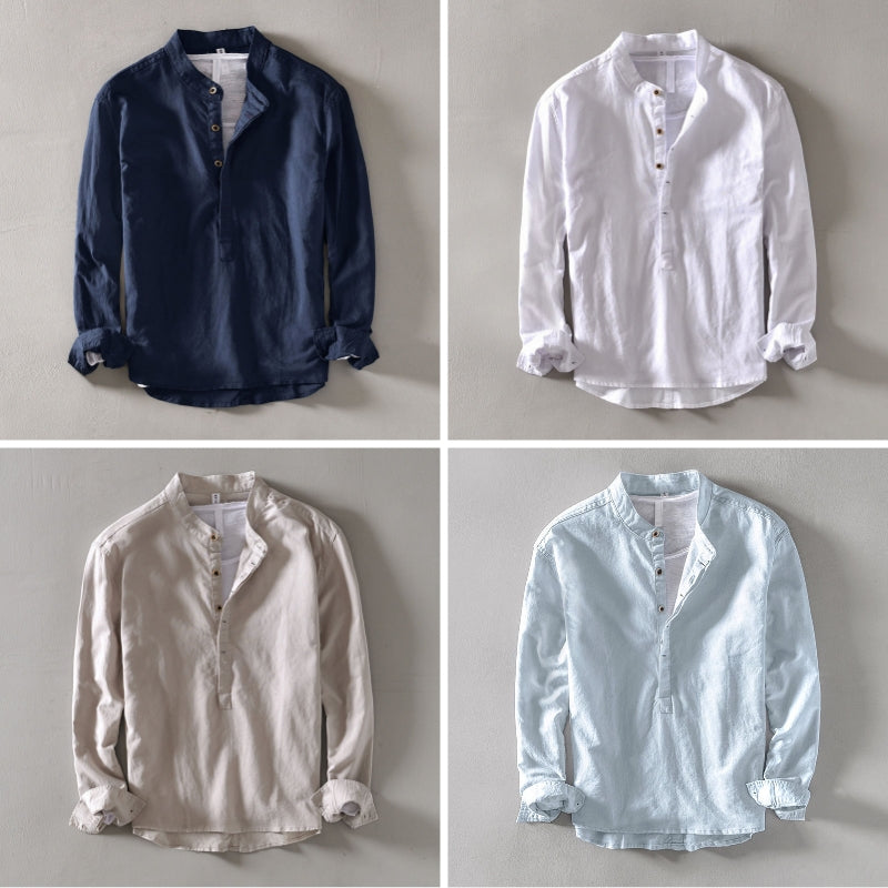 Chemise Henley décontractée Kaizen pour homme, manches longues, confort optimal au quotidien.