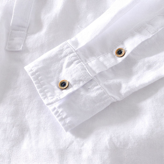 Chemise Henley homme Kaizen en coton doux, manches longues, style décontracté et élégant.