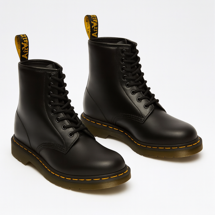 Bottes homme à lacets noires, semelle antidérapante. Style durable et confort quotidien pour l'automne.
