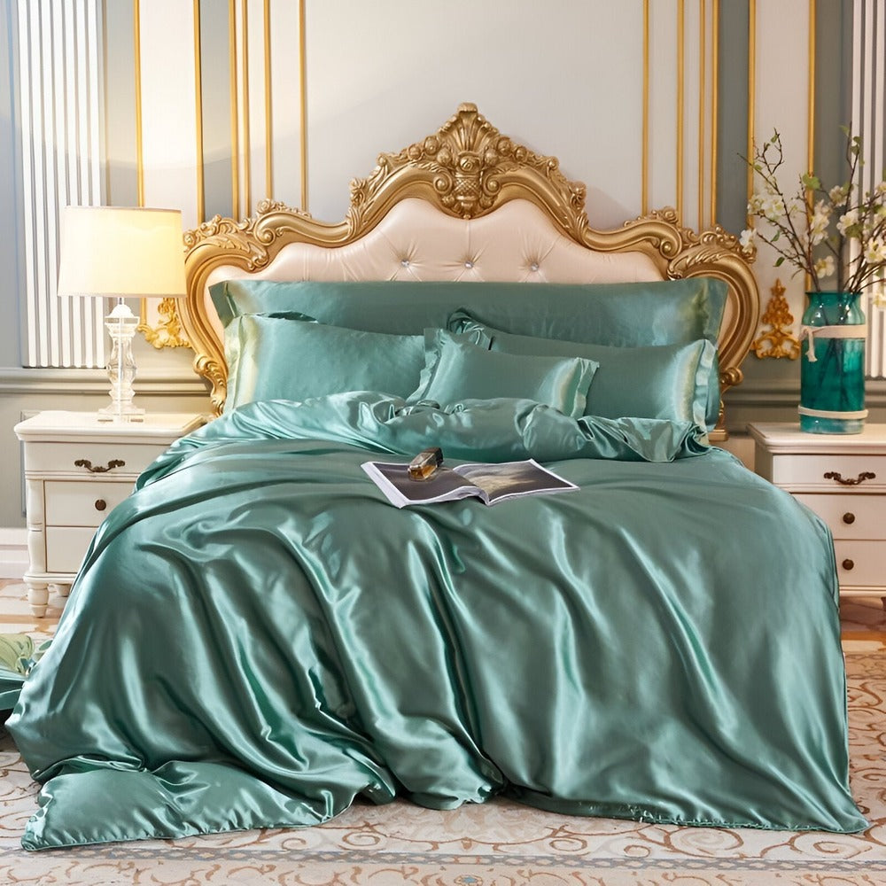 Chambre élégante: housse de couette en soie de mûrier avec taies, confort absolu.