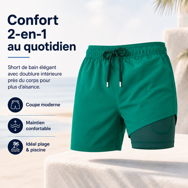 Maillot de bain homme tissu léger, séchage ultra-rapide. Essentiel pour la plage.