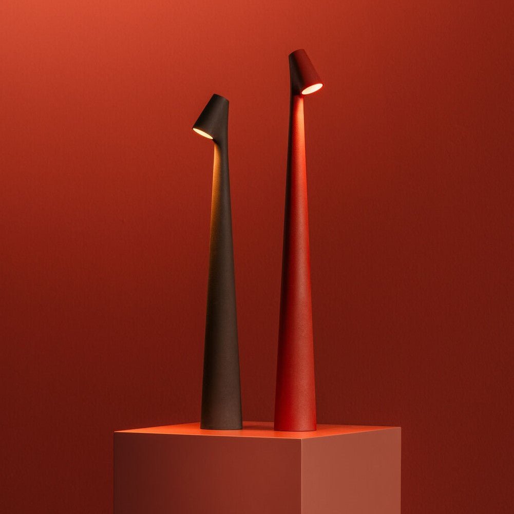 Lampe de table LED sans fil, aluminium brossé, idéale pour l'intérieur et le jardin.