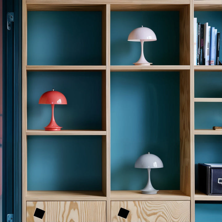 Lampe LED champignon de salon, sans fil, rechargeable, ambiance contemporaine et élégante.