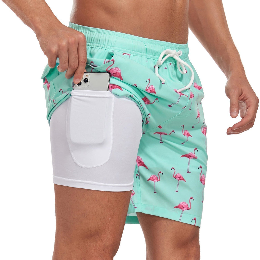 Maillot de bain homme 2-en-1 pour l'été, avec boxer de compression, séchage rapide, pour plage et piscine.