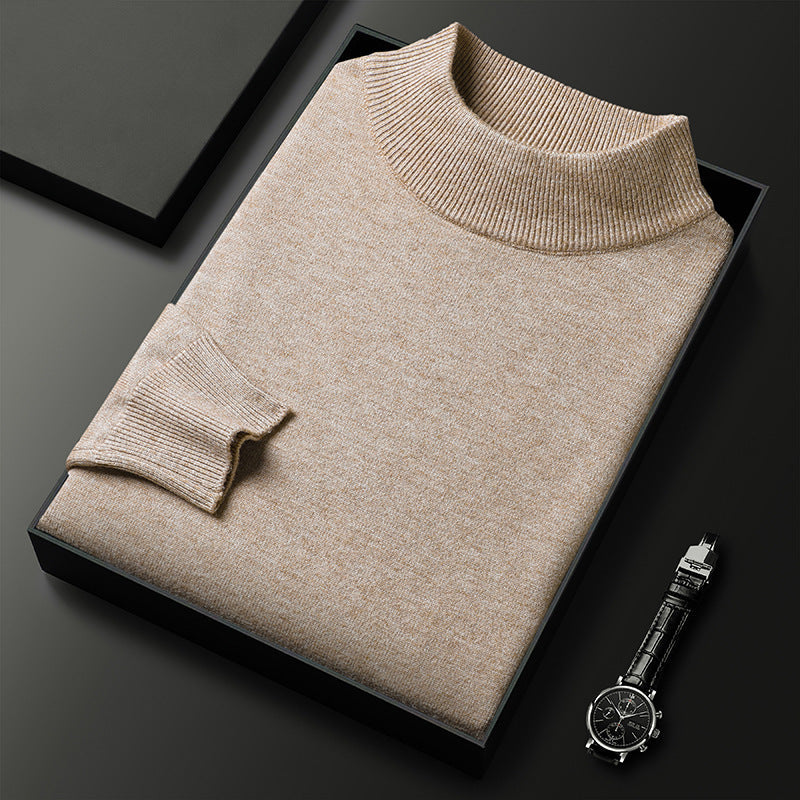 Haut pull homme hiver col mi-montant élégant, offrant confort et style pour la mode masculine.
