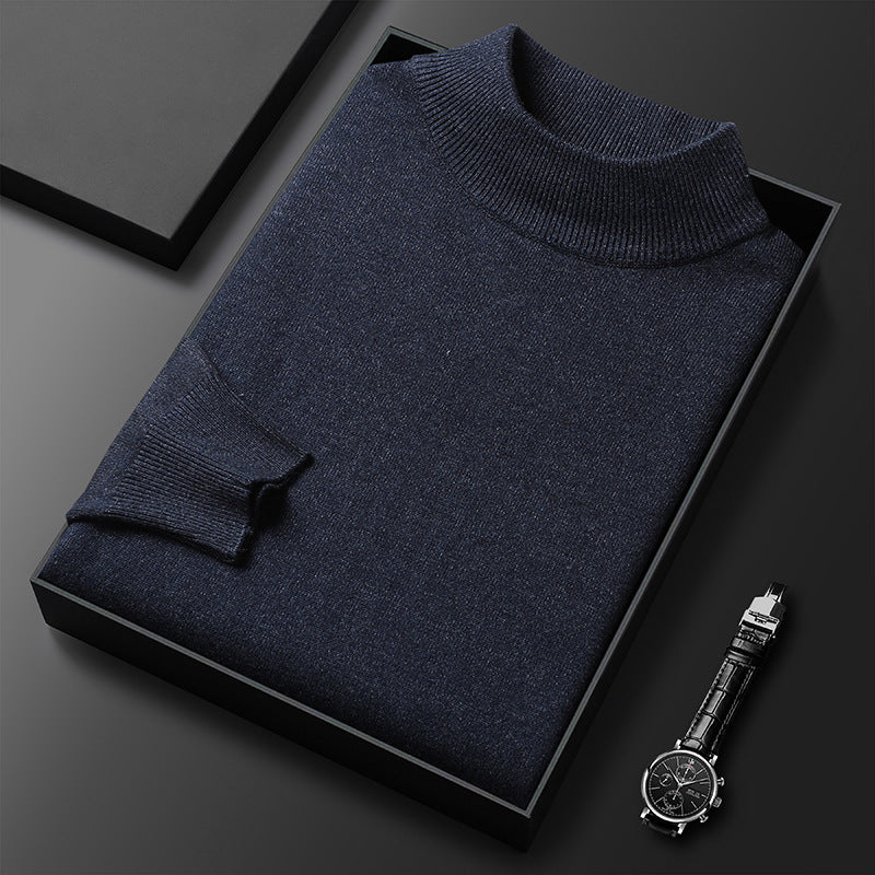 Pull homme col mi-montant hiver, élégant et confortable, mode masculine décontractée, parfait en automne.