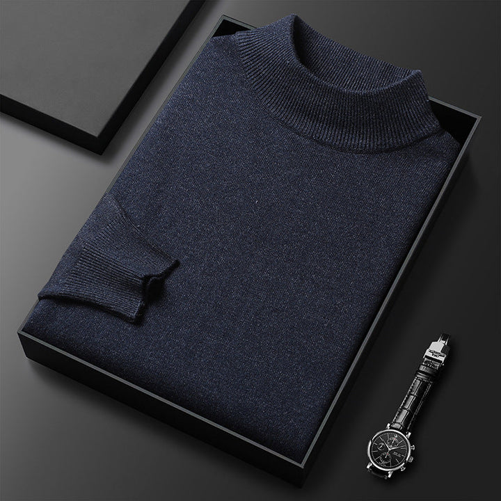 Pull homme col mi-montant hiver, élégant et confortable, mode masculine décontractée, parfait en automne.