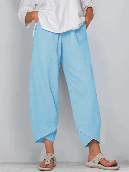 Pantalon fluide et ample femme, décontracté et léger. Confort optimal pour l'été. Style mode féminine.