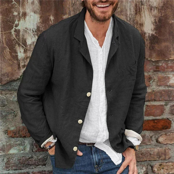 Texture confortable de la veste légère pour hommes, offrant un style décontracté et une coupe droite moderne.