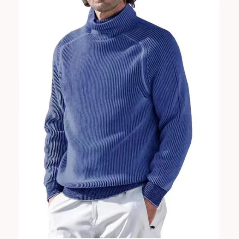 Pull homme tricoté, col roulé, intemporel, pour un confort élégant en mode masculine d'hiver et automne.