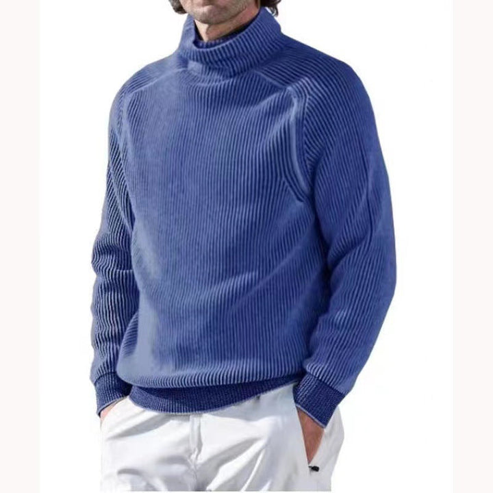 Pull homme tricoté, col roulé, intemporel, pour un confort élégant en mode masculine d'hiver et automne.