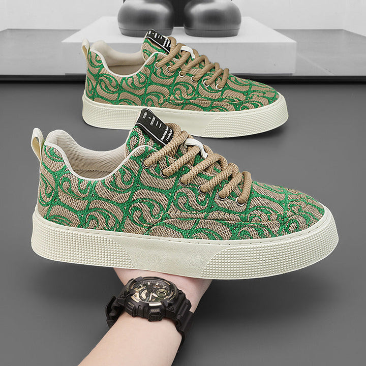 Vue d'ensemble des baskets Mauro pour hommes, style jacquard moderne. Chaussures décontractées pour la mode urbaine.
