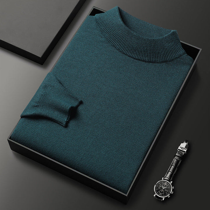 Vue dos pull homme élégant col mi-montant, confort hivernal, idéal mode masculine décontractée.