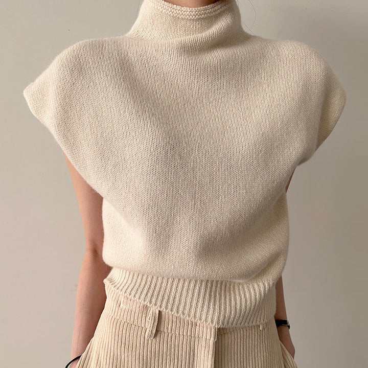 Pull col roulé sans manches pour femmes. Un essentiel élégant et moderne pour la mode automne-hiver.