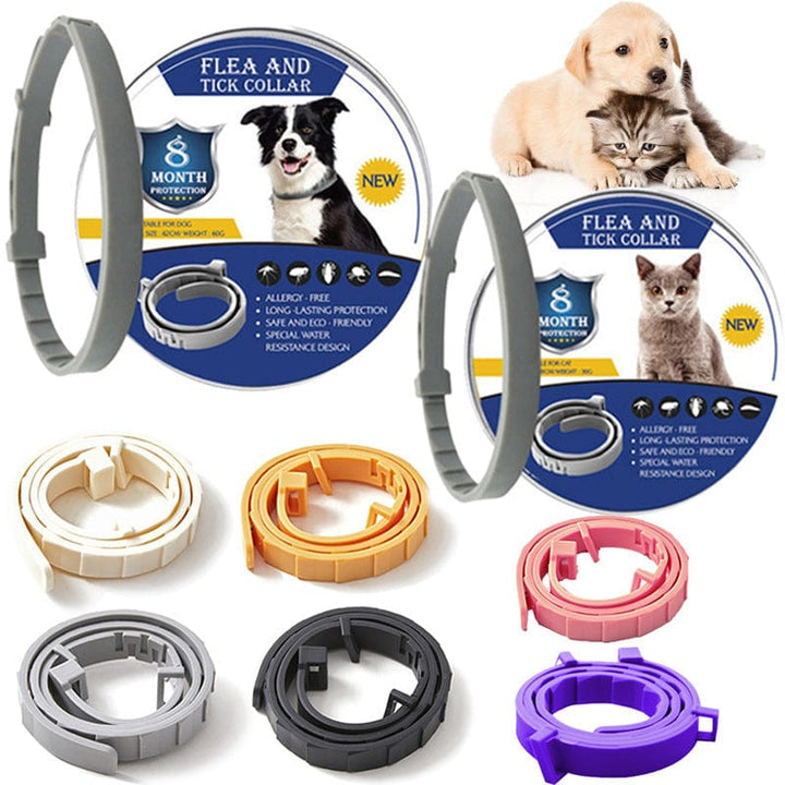 Collier anti-tiques et puces naturel pour chien ou chat, protection durable et imperméable des animaux.