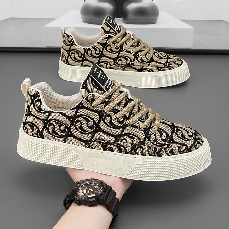 Gros plan sur baskets hommes Mauro, motif jacquard. Style mode décontracté pour un confort urbain optimal.